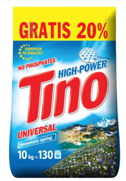 Порошок пральний безфосфатний ТМ Tino High-Power універсальний Mountain spring 10 кг